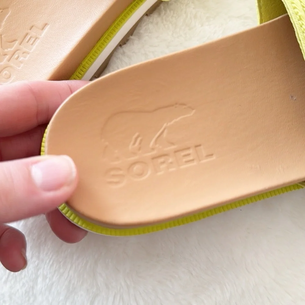 Sorel neon yellow Bolt, Gum, Roaming Easy Slide Sandals, Sizes 6.5
